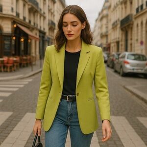 F21 Green Single-breasted Blazer M